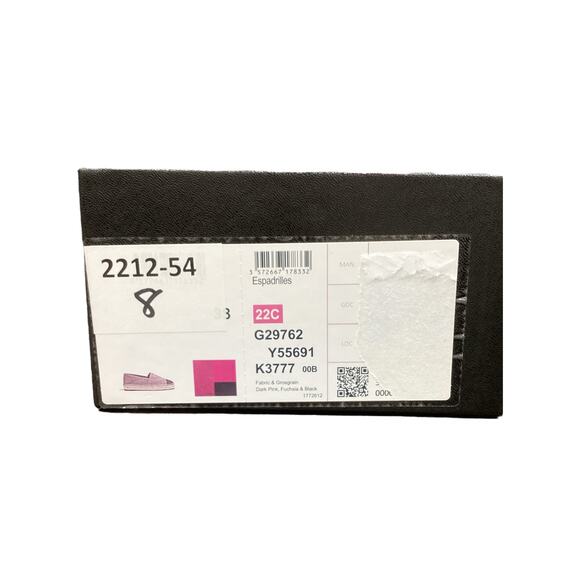 NIB Chanel Espadrilles Women SZ8 Made In Spain Fabric & Grosgrain Fuchsia &Black - Picture 9 of 9